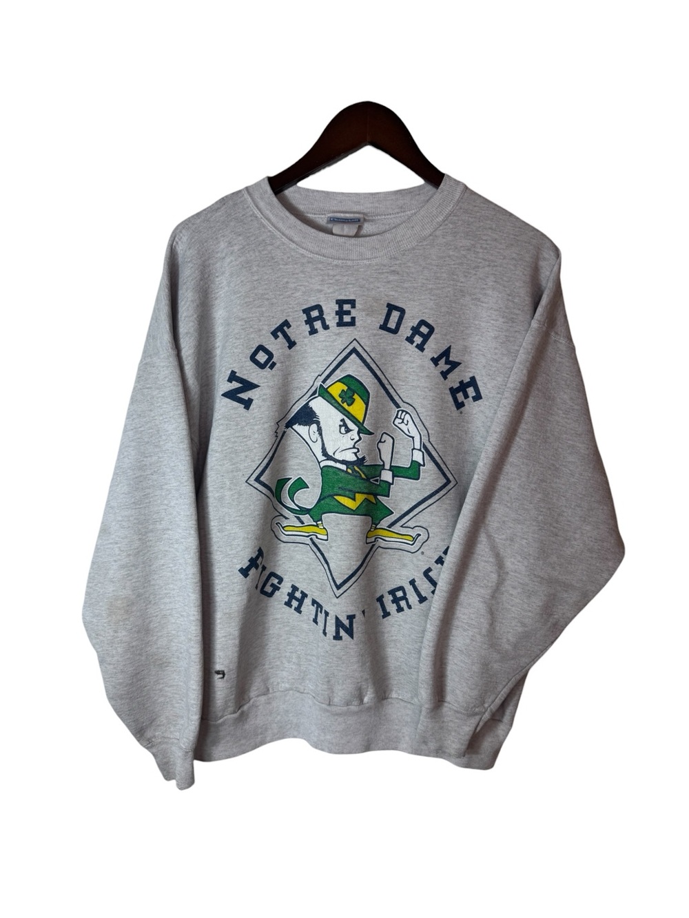 Notre Dame Fighting Irish Sweatshirt Mens Large Vintage 90s Crew Neck Trench USA